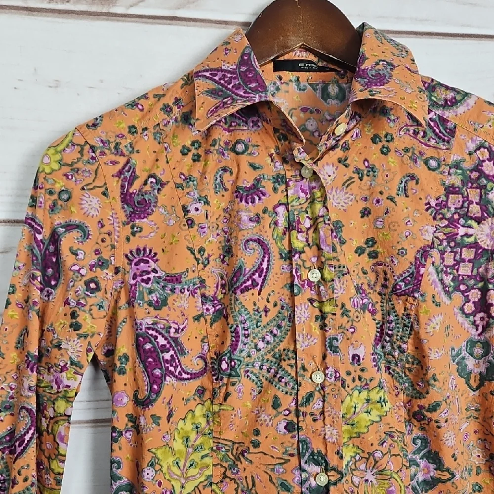 ETRO Multicolor Paisley & Floral Button Down Shirt - Size 40 - Picture 4 of 15